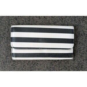 Kut From the Kloth Slim Striped Wallet Black White Leather Skeleton Classic Fold